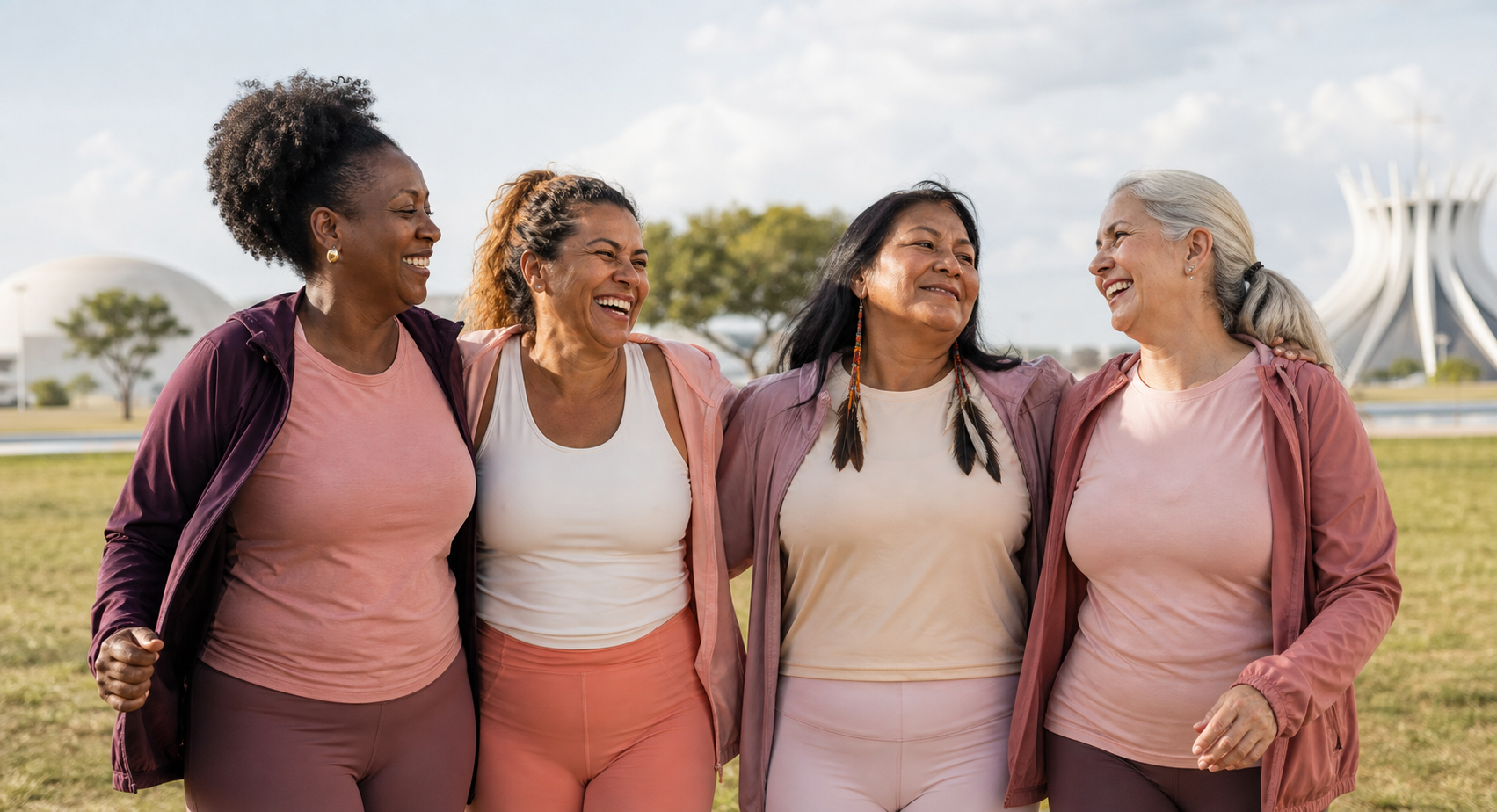 Mulheres maduras pretas, pardas, indígenas e brancas reunidas em Brasília